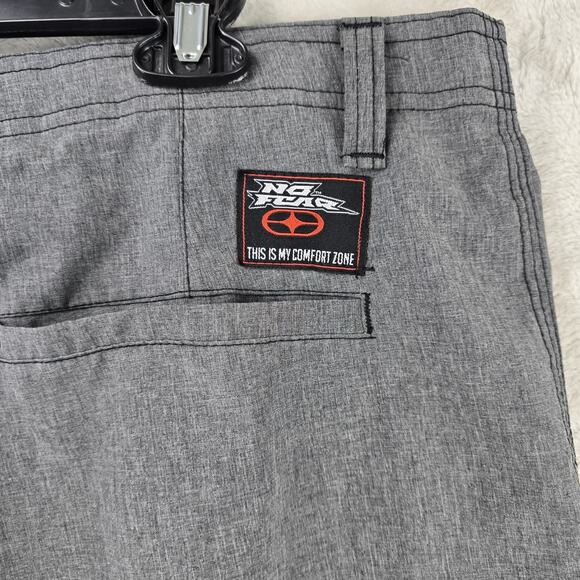 Vintage No Fear Performance Shorts Size 38 Gray Y2K Cargo Lightweight - Picture 8 of 12